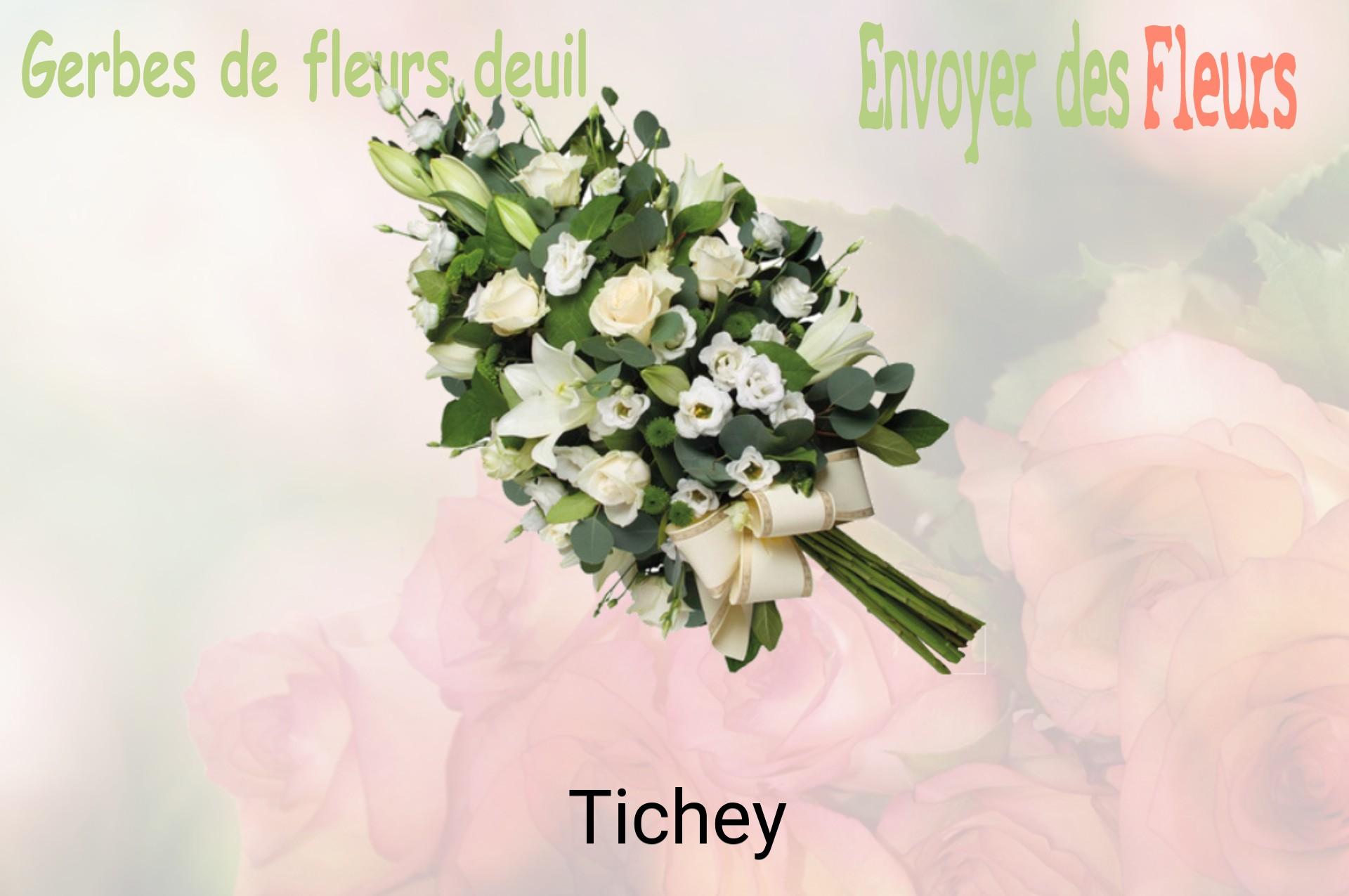 Gerbe de fleurs de deuil livrée à Tichey